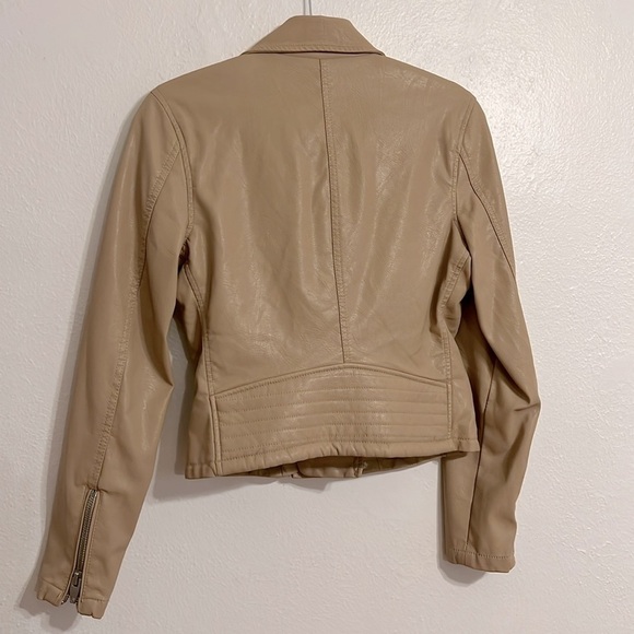 BlankNYC Woman’s Size S Faux Leather Camel Tan Traditional Motto Biker Jacket - Picture 6 of 12